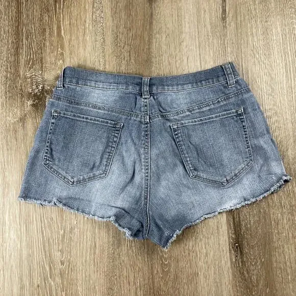 Mudd High Rise Raw Hem Daisy Duke Jean Shorts Women’s 13 Distressed Vintage Cut - Picture 8 of 16